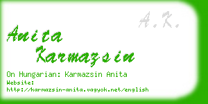 anita karmazsin business card